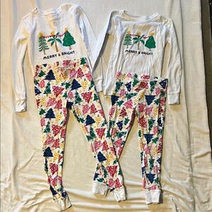 Old Navy Kids Pajama Set - White with Colorful Tree Patterns